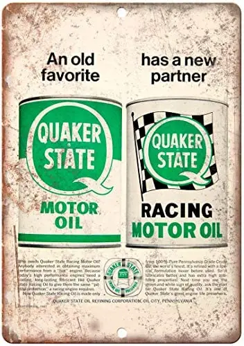 

adkult Quaker State Racing Motor Oil Vintage Ad Reproduction Metal Sign A835
