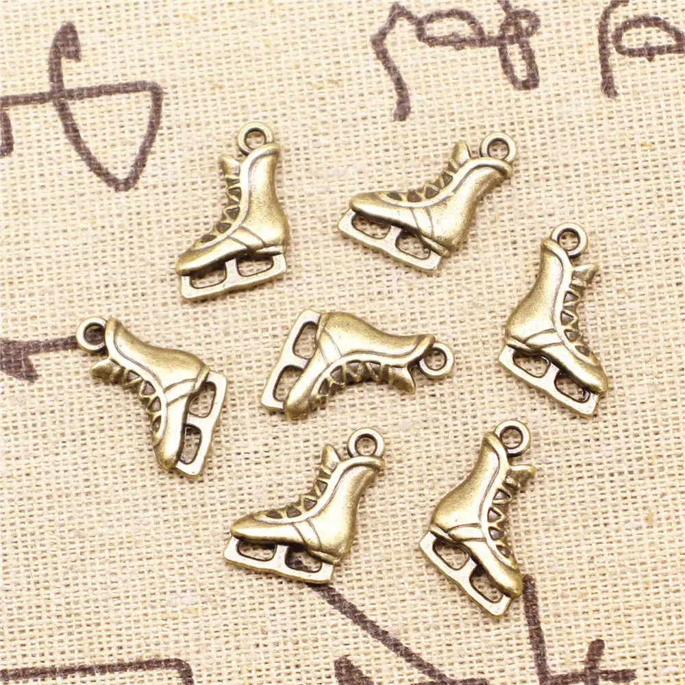 

Charm For Making Jewelry Pendants Antique Bronze Color Skates 17x12mm 10pcs