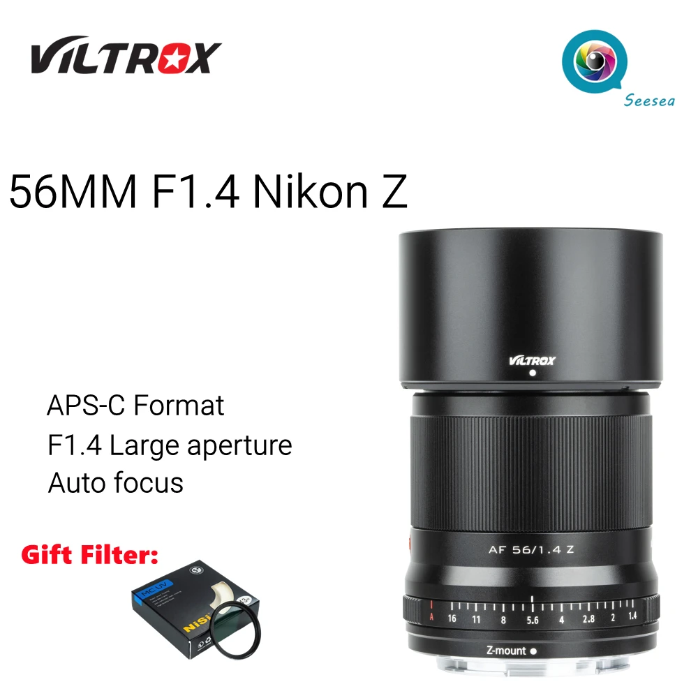 

Viltrox 56 мм f1.4 объектив с автофокусом для камер Nikon Z Mount ZFC Z6II Z7II Z5 Z6 Z7 Z50