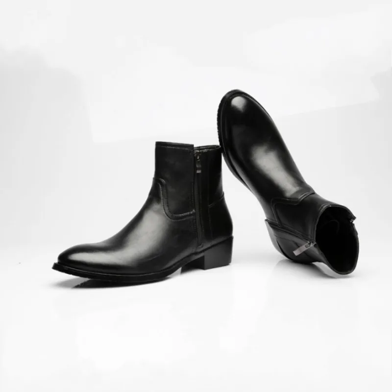 Мужские ботильоны с острым носком большие размеры 45 46 Байкерская кожаная обувь