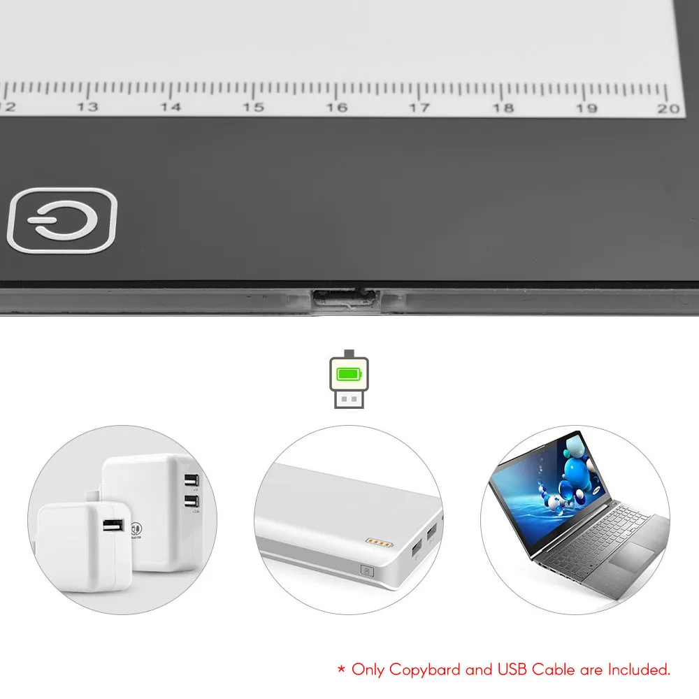 

A4 LED Light Box Tracer Drawing Board Copy Board Pad 5mm Ultra-Thin Dimmable Brightness with USB Power Cable for Artists