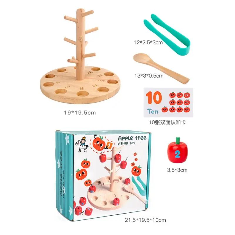 

1PC Fruite Tree Wooden Toy Montessori Math Toy Teach Kids Preschool Early Learning Education Toy