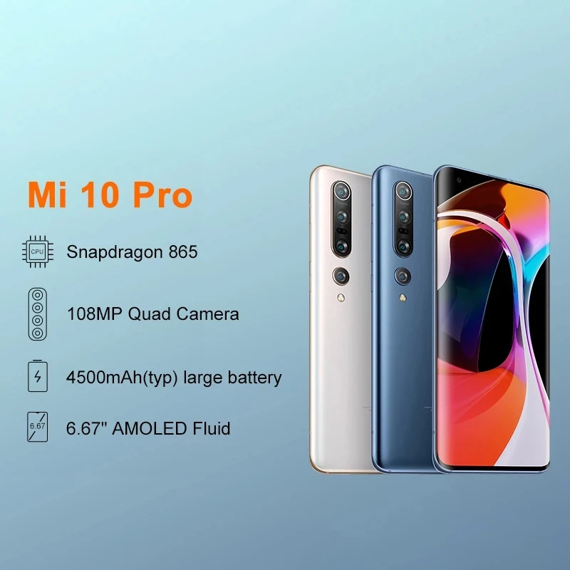 Смартфон Xiaomi Mi 10 pro 12 Гб 256 ГБ 5G Snapdragon 865 восемь ядер 108MP Quad Camera AMOLED экран 6 67 дюйма Wi-Fi