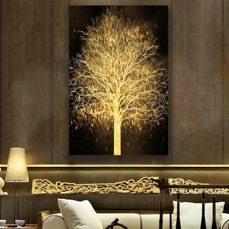 

Golden Pachira Macrocarpa Money Tree Oil Paintings Abstract Minimalist Posters Living Room Home Decor Prints Canvas Wall Poster