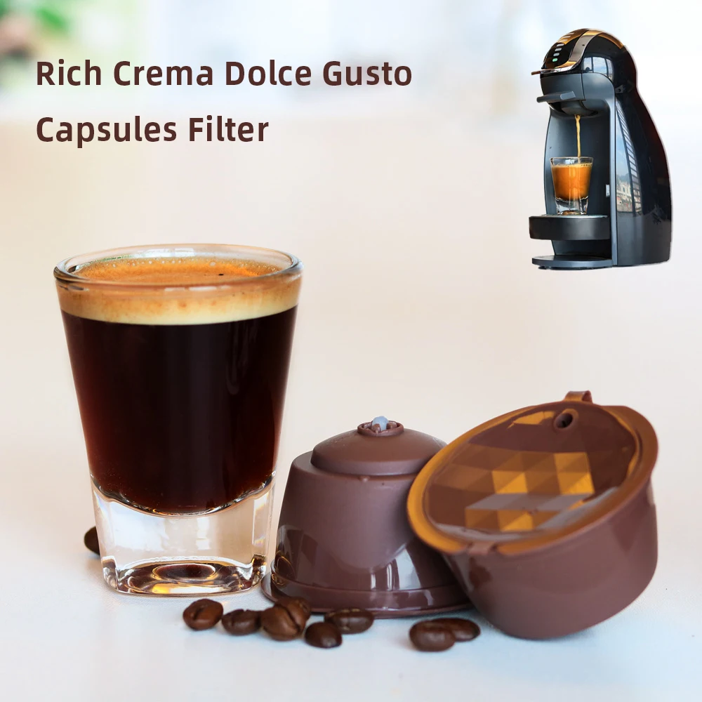 Многоразовые капсулы Dolce Gusto, многоразовые полипропиленовые фильтры для кофе, перезаряжаемые капсулы Nescafe для эспрессо с насыщенной кремой, сладкий вкус - изображение