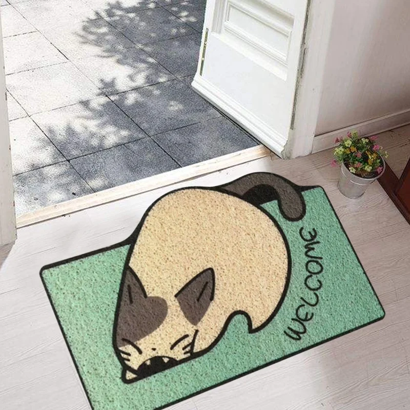 

2PCS Cartoon Cat Door Mat Dirty Foot Pad Door Mat Carpet Door Mat Home Door Mat