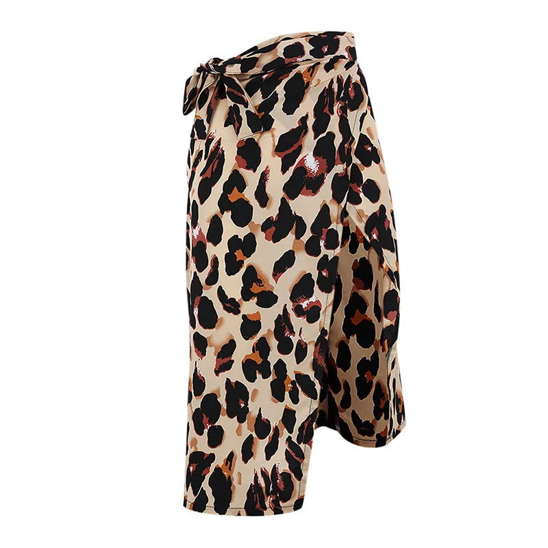 

2020 New Sexy Leopard Print Chiffon Split Skirt Casual Fashion Long Skirts for Women Spring Summer Zip Elegant Female Skirt