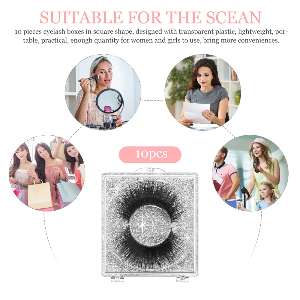 

10PCS False Eyelashes Storage Boxes Square Portable Eyelash Case