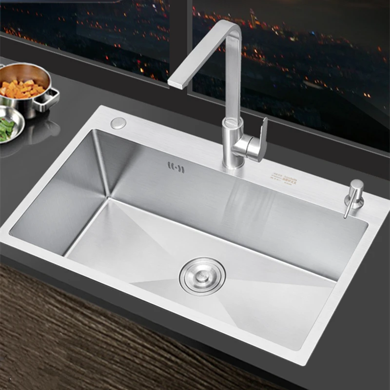 

Kitchen 304 Stainless Steel Countertop Embedded Sinking Hand Wash Basin Large Sink Kitchen Sink Bathroom Sink Bowl With Faucet