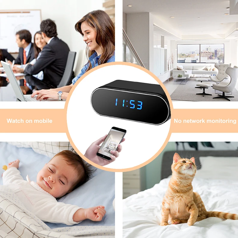 Мини Wi-Fi камера HD 1080P микро-видеокамера с будильником времени и дистанционным монитором, сеть ночного видения, умный мониторинг домашней безопасности