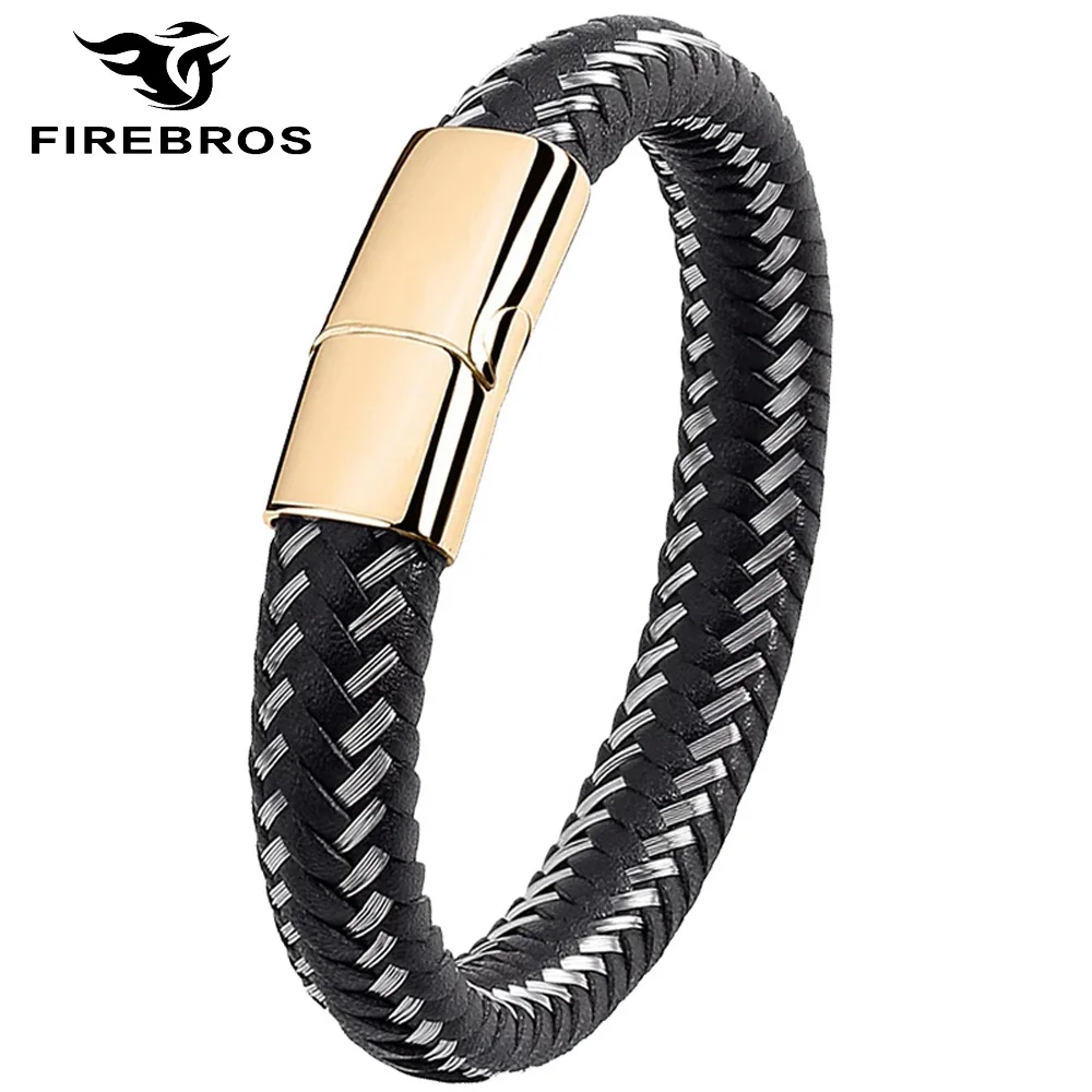 Браслет из нержавеющей стали FIREBROS золотистого цвета с магнитной застежкой