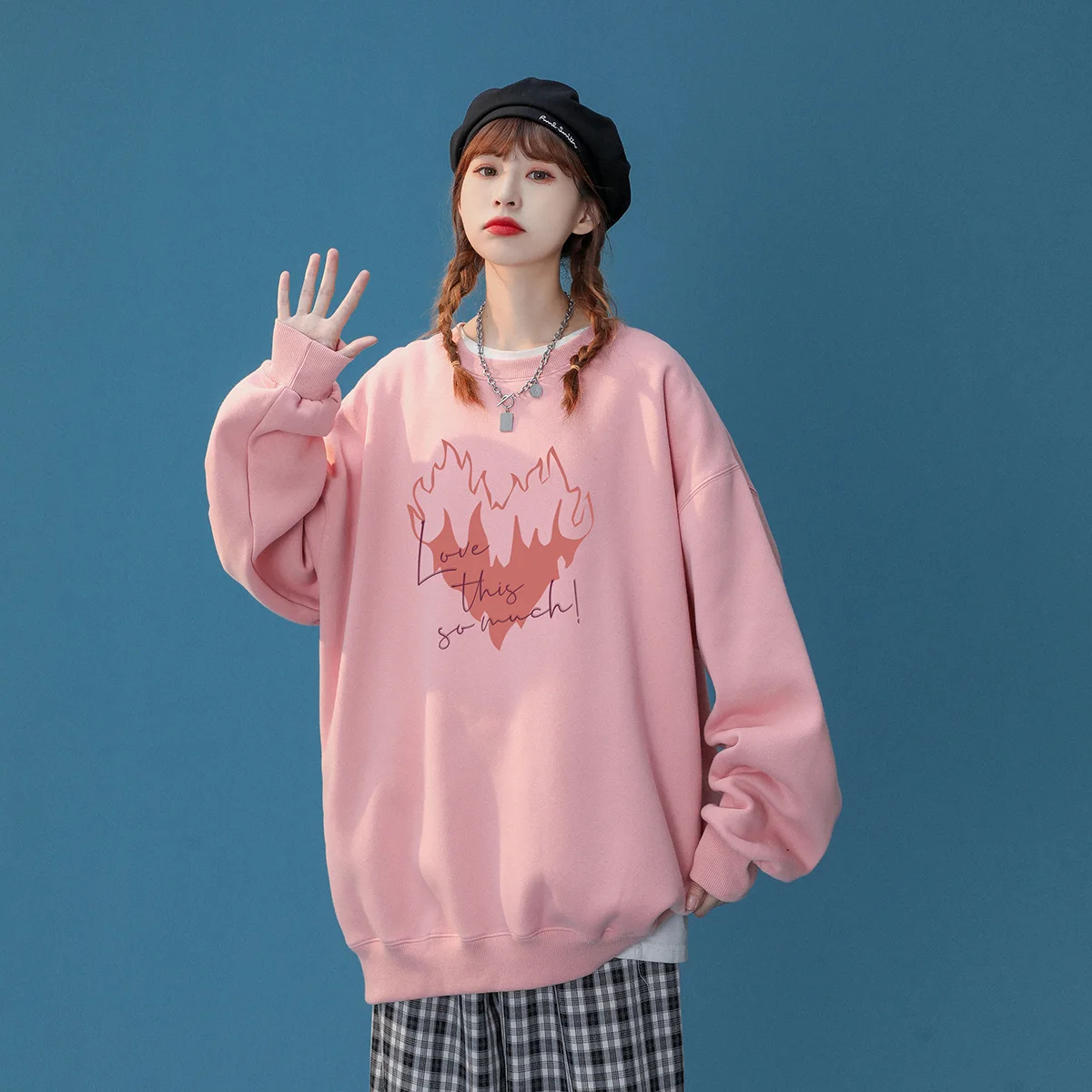 Весенняя женская толстовка с принтом в стиле преппи топы большого размера