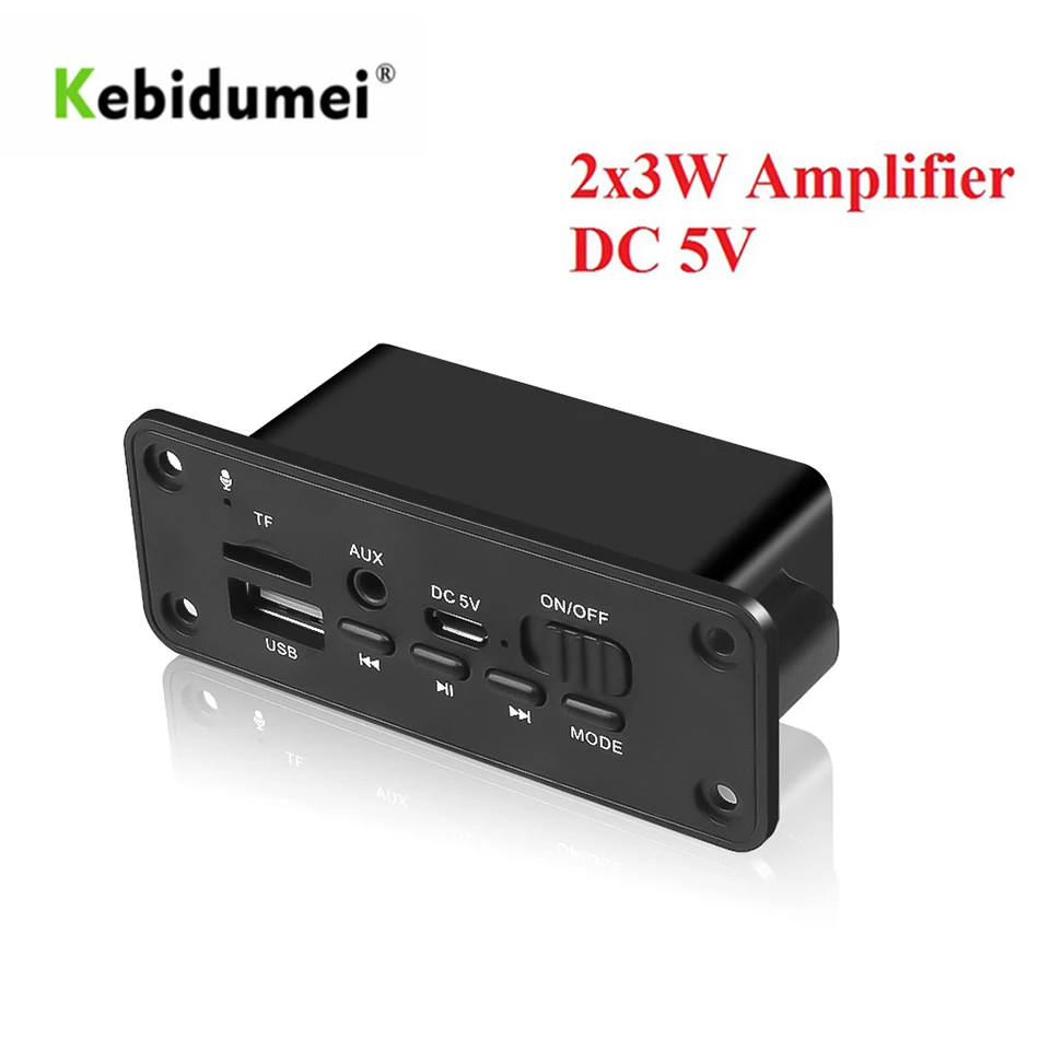 

2*3W Amplifier DC 5V MP3 WMA Wireless Bluetooth 5.0 Decoder Board Audio Module USB FM TF Record Radio AUX input For Car