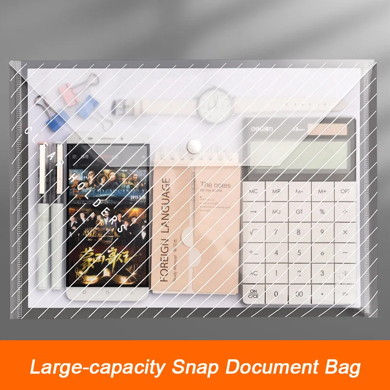 25pcs A4 File Bag Transparent Plastic Thickened Large-capacity Storage Student Information Pocket Folders Stationery |