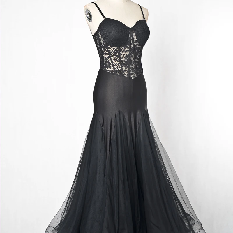 

Современное платье для бальных танцев цельный кружевной полупрозрачный бандаж без рукавов