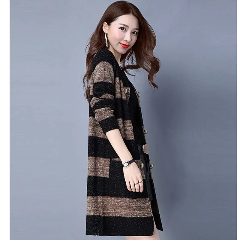 Осенние женские Повседневные свитера свободные кардиганы с круглым вырезом и