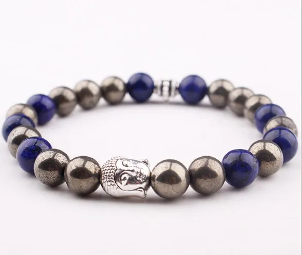 

8mm Punk multicolor Agate Chakra Healing Reiki Buddha Yoga Bracelet elastic adjustable Volcanic Stone Bangles kibj45