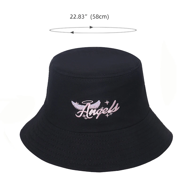 

Angle Letter Embroidery Women's Bucket Hats Fishermen Black Ivory White Men Pure Color Sunbonnet Fedoras Outdoor Fisherman Hat