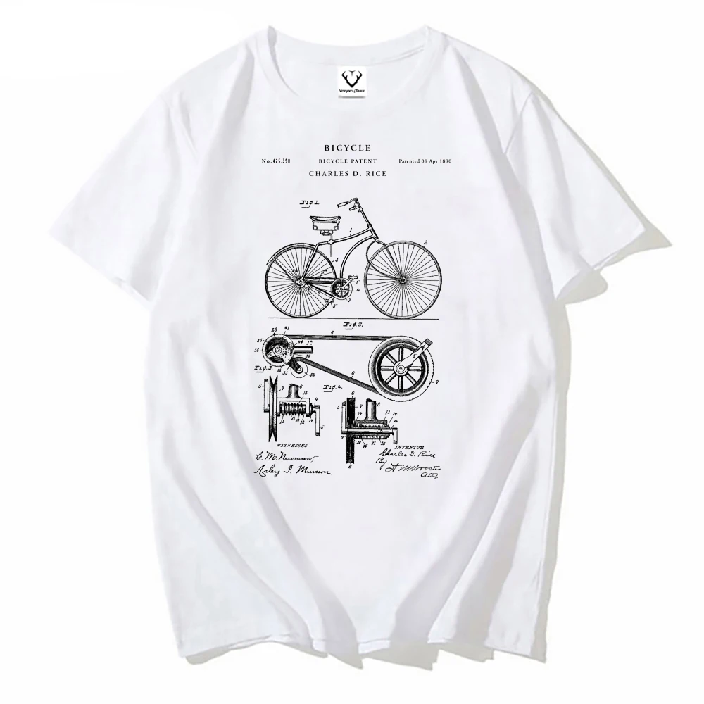 

Футболка мужская с коротким рукавом, модная винтажная тенниска для мальчиков, Повседневная рубашка с рисунком на велосипеде, с лакированны...