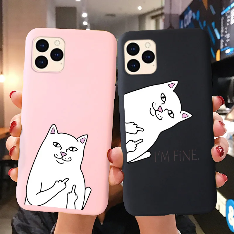 

Silicone Case For iPhone 11 Pro XR XS Max 12 Mini X SE 2020 7 6 6S 8 Plus Case Cute Cat Animals iPhone11 Pro Max Candy TPU Cover