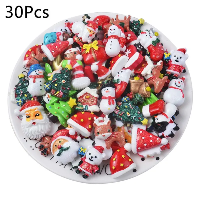 

10/30pcs Mixed Resin Merry Christmas Series Flatback Cabochon Embellishments Scrapbook Decor DIY Craft