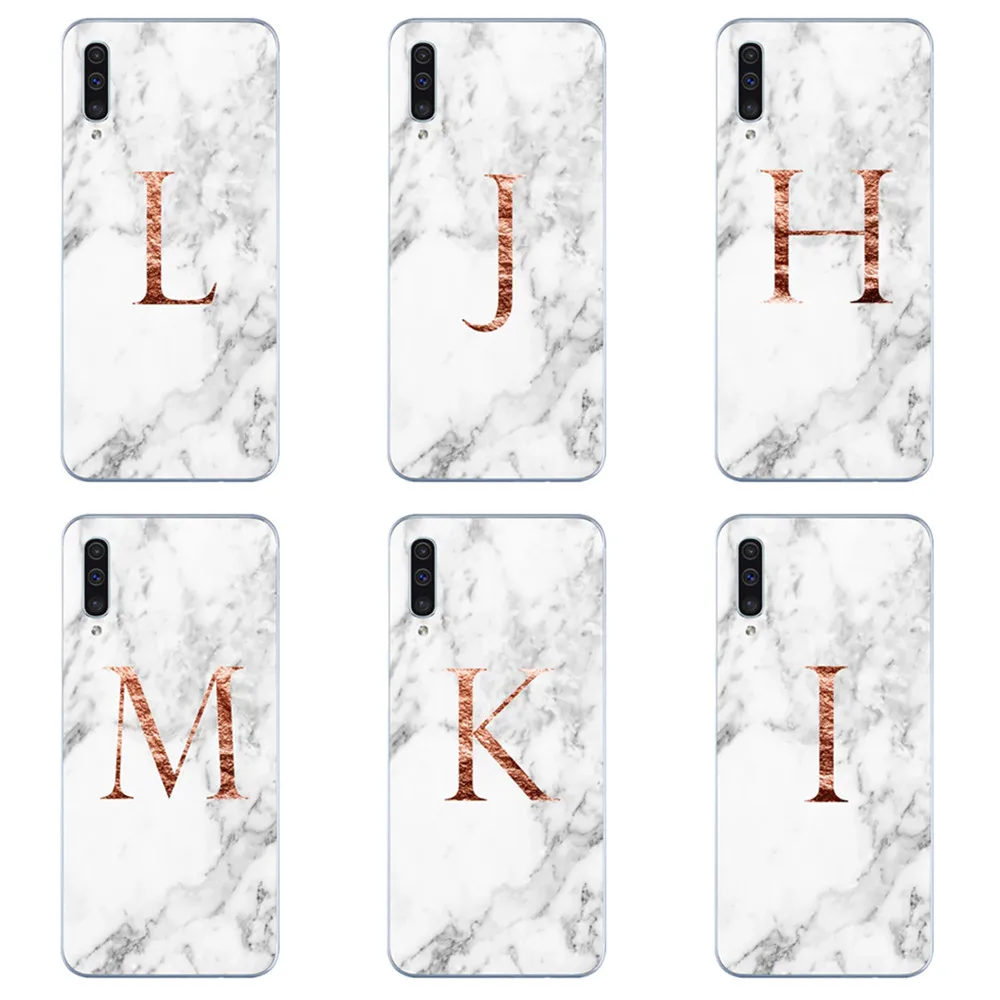 Пользовательское имя письмо монограмма Роза мраморный A B C D силиконовый чехол