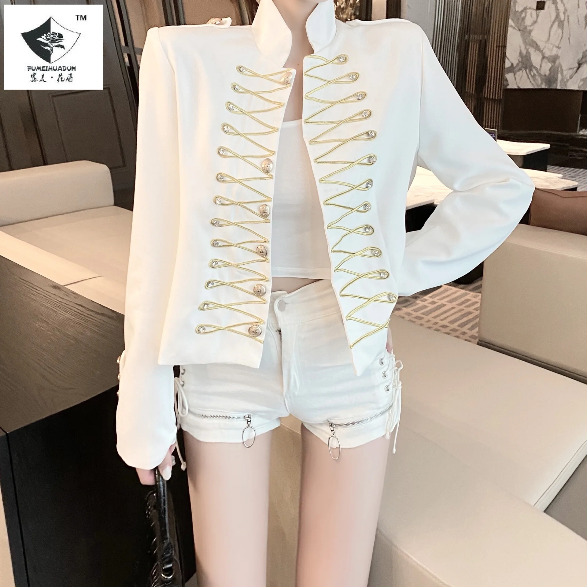 

Double-breased suit jackets women retro buckle long-sleeved suit loose temperament coat women jacket coats and jackets women