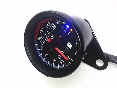 

Black LED Backlight Signal Motorcycle Odometer KMH Speedometer Gauge For Cafe Racer