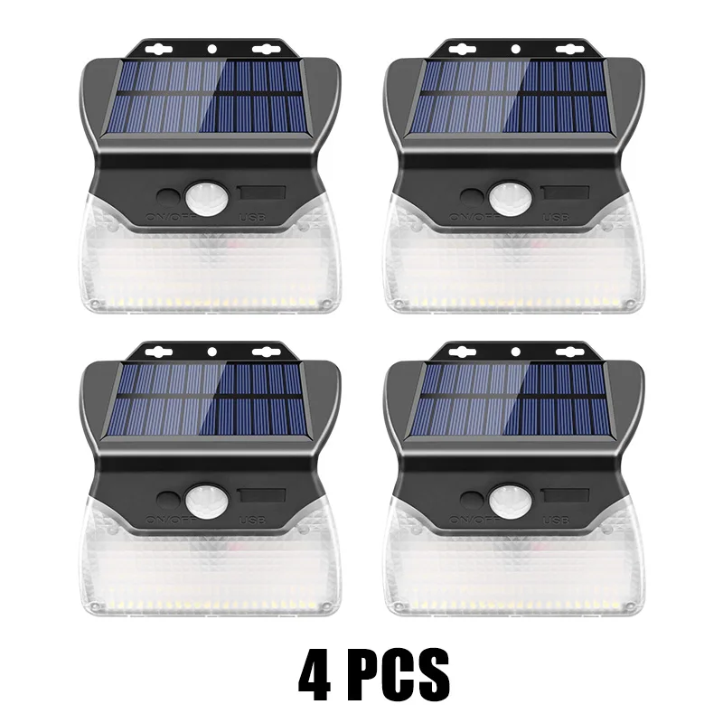 4 PCS 110led Солнечный свет три стороны угол освещения новейшая Солнечная лампа с тремя режимами USB зарядка Открытый водонепроницаемый сад огни - Испускаемый цвет: 4 PCS
