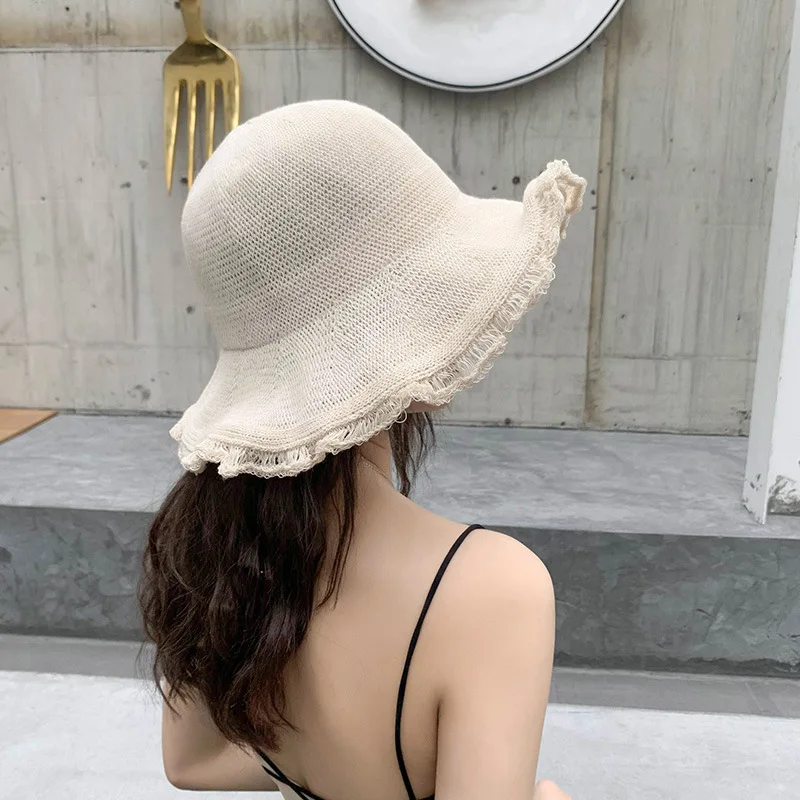 Шляпа женская летняя Складная с широкими полями повседневная трикотажная шапка