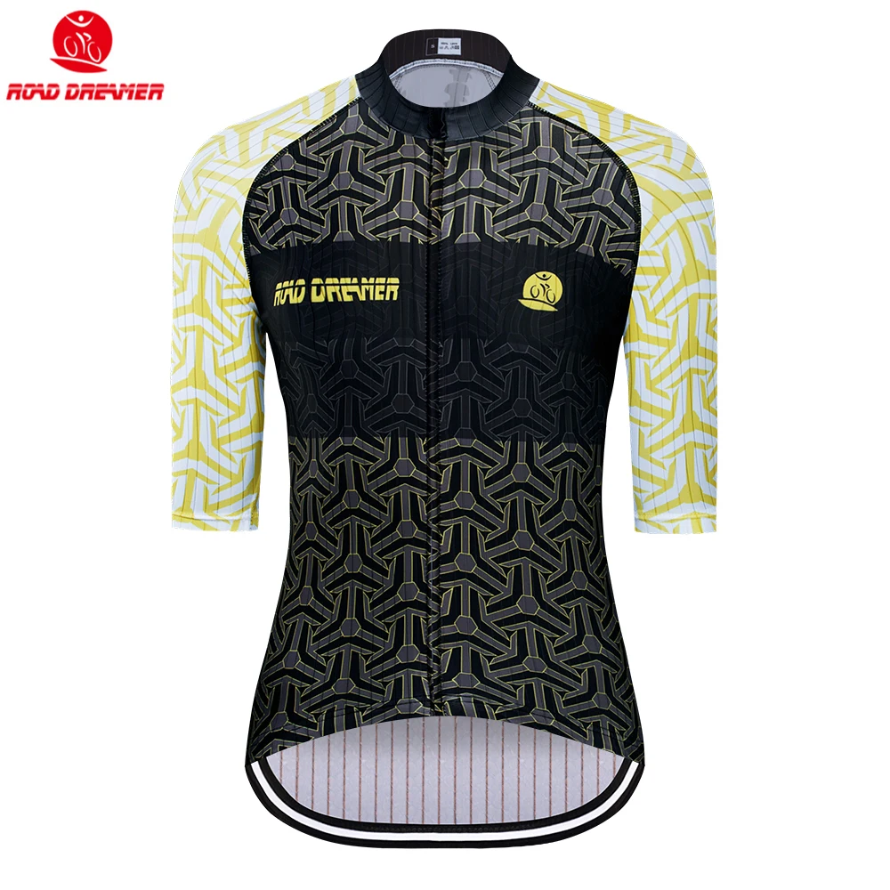 Новинка 2019 Женская Золотая Футболка для триатлона в стиле ретро езды на велосипеде летняя дышащая футболка