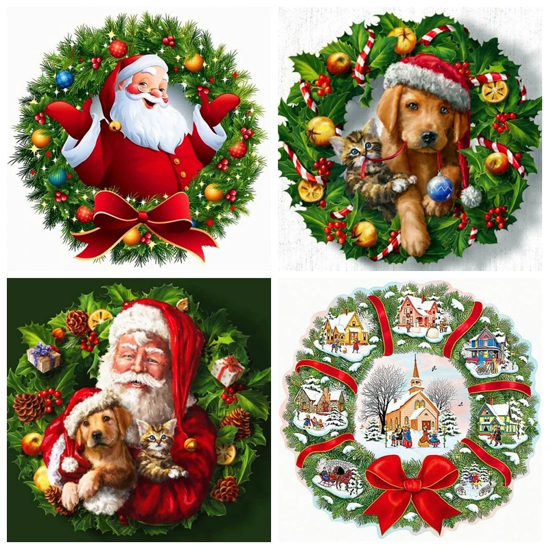

DIY 5d Diamond Painting Santa Claus Full Square/Round Drill Diamond Embroidery Sale Christmas Wreath Home Decor Kits