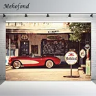 Фон Mehofond Route 66 для фотосъемки с автоматом и деревянным домом для детской свадебной портретной съемки в фотостудии