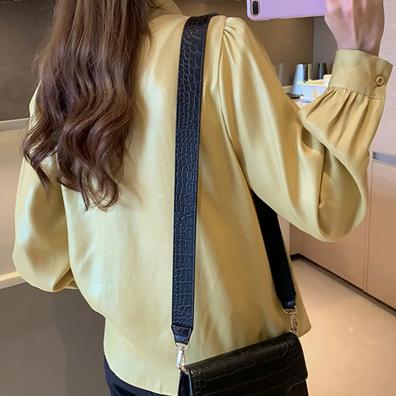 

Clothing 2019 OL Button Solid Bow Chiffon Blouses Women Tops Lantern Sleeve Plus Size 4XL Shirts Women Chemisier Femme 7932 50