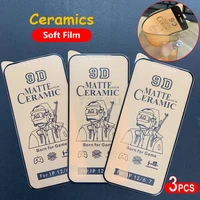 3pcs 9d matte soft ceramic protective film for iphone 13 12 11 pro mini xr xs max x 8 7 6 plus se2 full cover screen protector