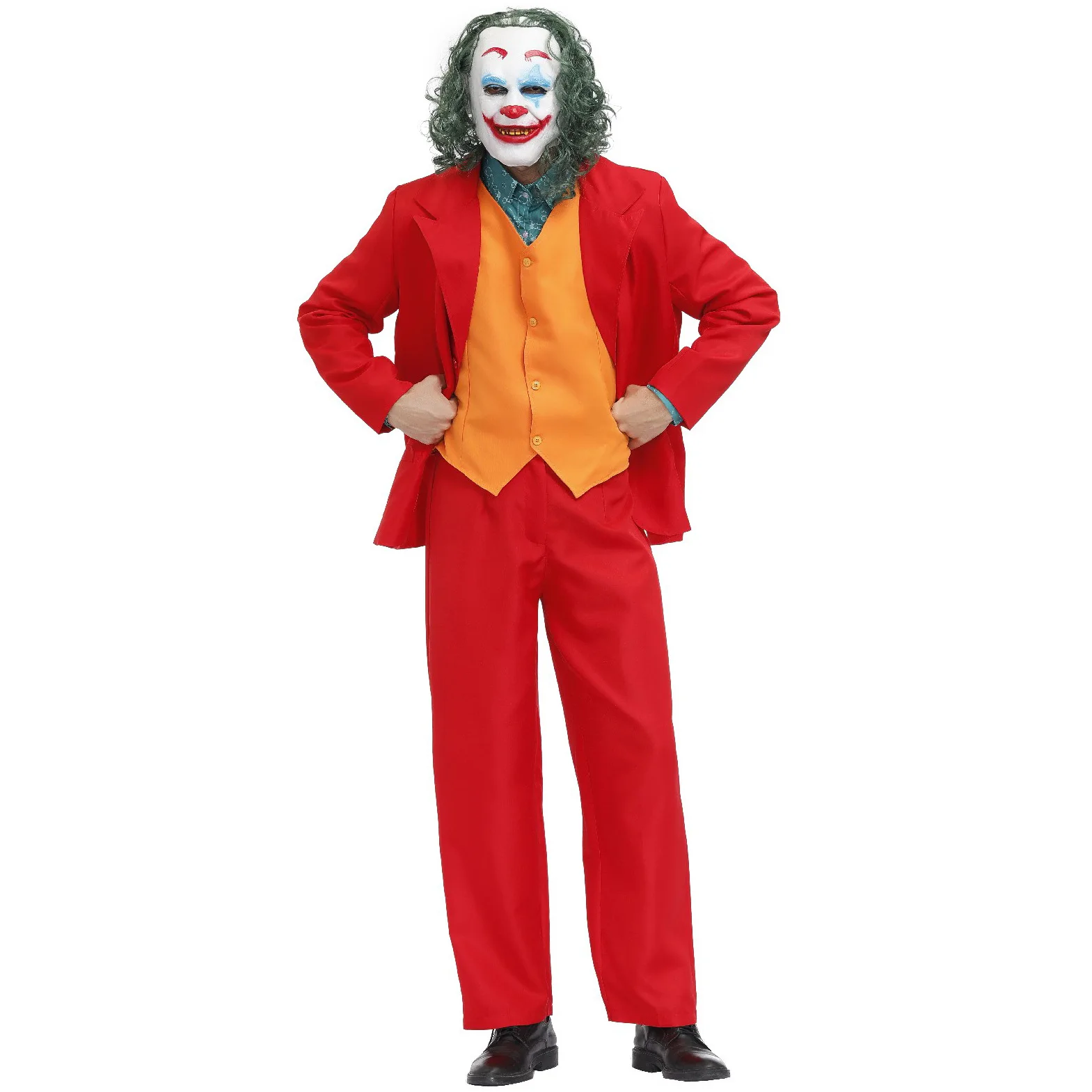 

Halloween Men Costumes Set Classic Clown Evil Cosplay Circus Costum Movie Party For Halloween Cosplay Stage Show JOKER Male