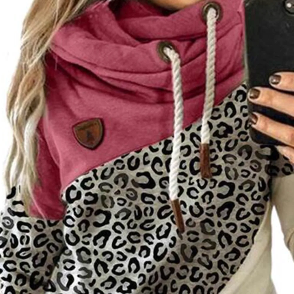 

Autumn Winter New Itself Leopard Fleece Hoodie 2021 Fashion Retro Casual Cotton Pullovers Large Long Sleeve Sweatshirt Women Bts