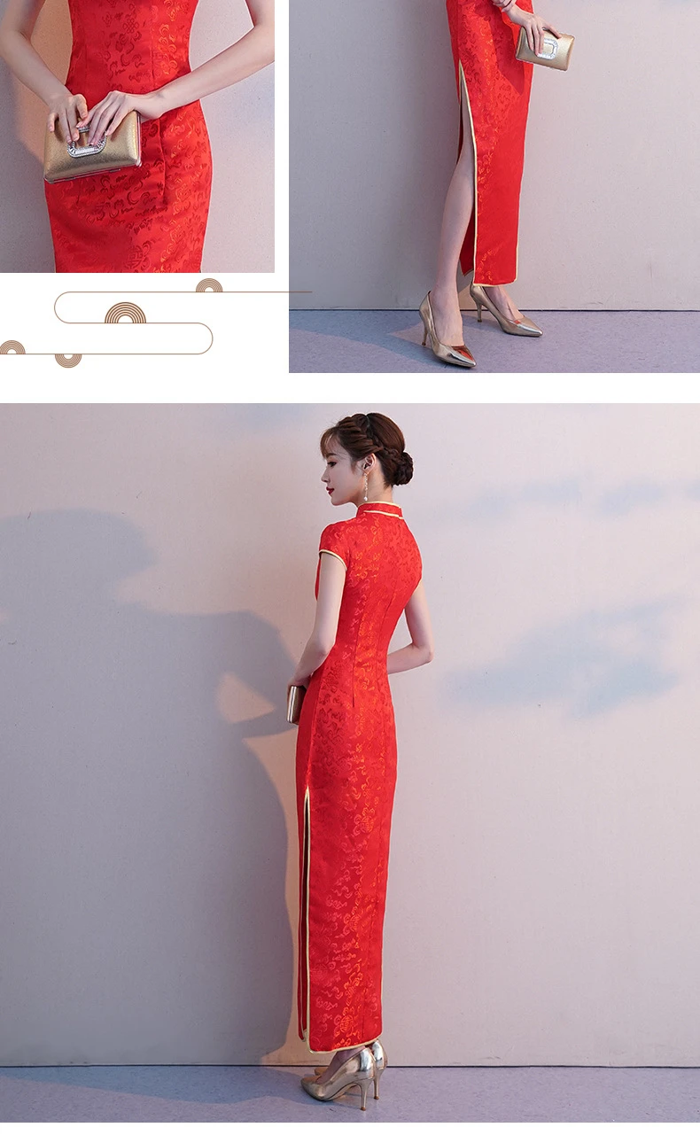Сексуальное китайское платье Ципао женское длинное свадебное красное Cheongsam кружевное платье Восточный стиль платья традиционное вечернее платье