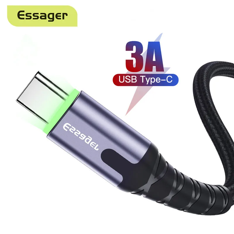 Essager-Cable USB tipo C para Samsung, Xiaomi, Oneplus, Cable de carga rápida,...