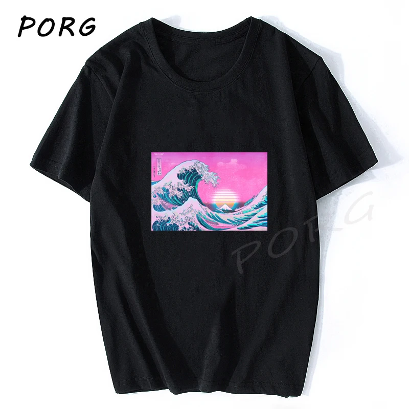 Футболка мужская с принтом &quotПаровая волна&quot и &quotзакат&quot | Мужская одежда