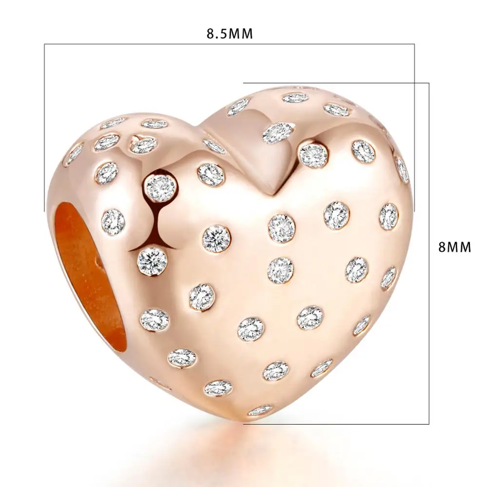 

DIY Jewelry Making Lights Heart Shape Charms For 925 Silver Bracelets For Woman Beads For Jewelry Making Rose Gold Charm