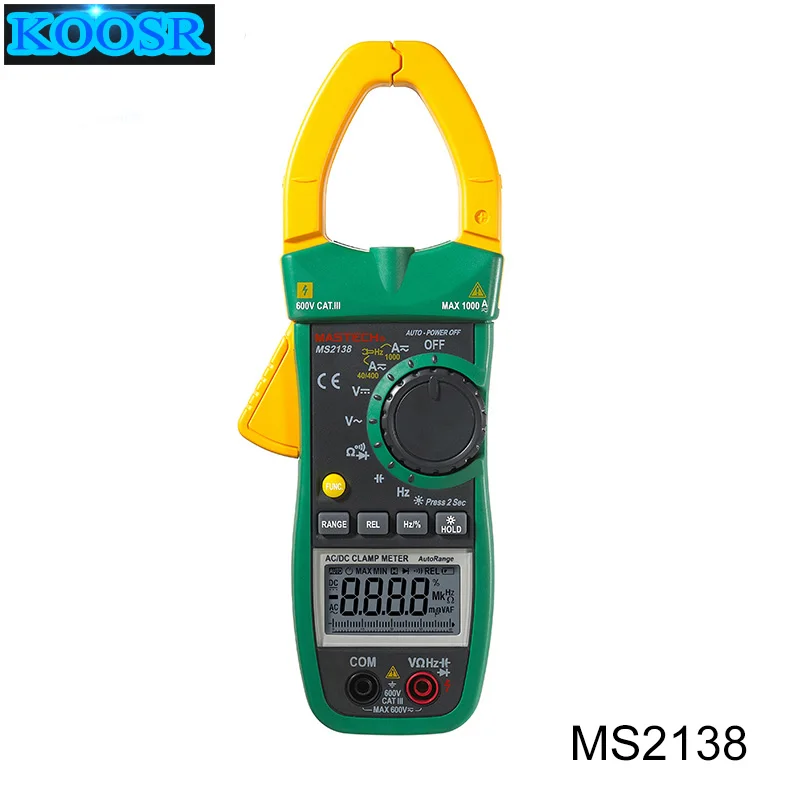 MASTECH MS2138 цифровой 1000A AC DC клещи мультиметр переменного электрического тока 4000
