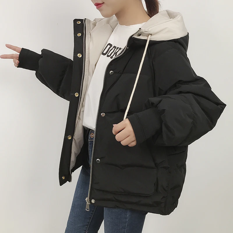 Новая женская зимняя куртка ZQLZ большого размера с капюшоном свободное плотное