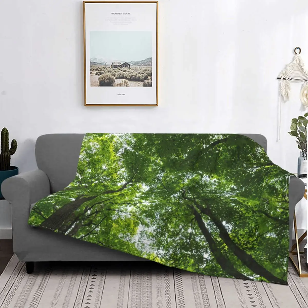 

Natural Skylights In The Woods Tree Blankets Fleece Spring Autumn Spring Super Soft Throw Blankets for Home Travel Rug Piece