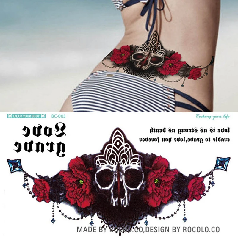 Роза ювелирные изделия Бабочка переводная Вода Татуировки наклейки для женщин