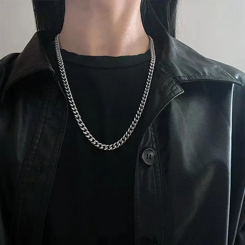 

Simple Ladies Stainless Steel Chain Necklace Men's Neck Hip Hop Necklace Fashion All-match Jewelry Accessories Friend Gift