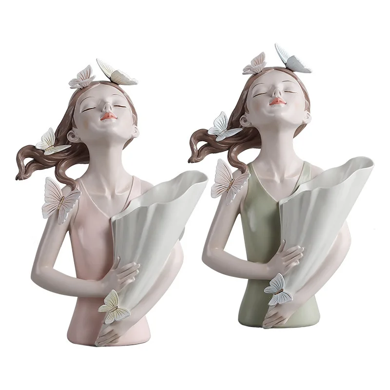 

Бабочка девочка каучуковая скульптура модель ваза с персонажем современный домашний Декор Гостиная Спальня столешница ваза подарок