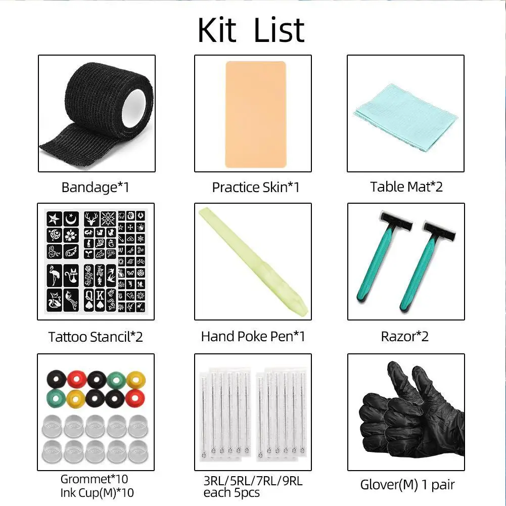 

2021 New 1Set Tattoo Pen Hnadmade Poke Stick Tattoo Poke Diy Art Tattoos Tattoo Safe Kit Accessories For Stick Body Hand To H6O7