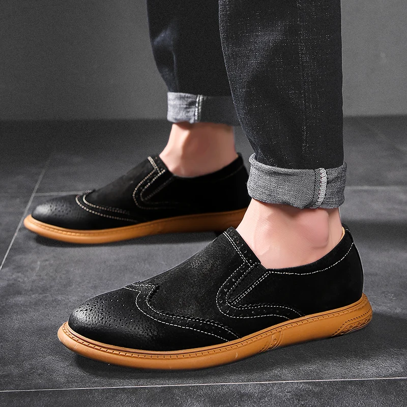 Genuine Leather Men's Casual Shoes Big Size 38-46 Loafer Design Driving Men Flat Footwear Slip On Mens Moccasin | Обувь