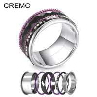 cremo black turning rings set for women titanium stacked stainless steel band ring interchangeable wedding gift for girls